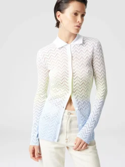 Chemise en maille viscose dégradée à chevrons