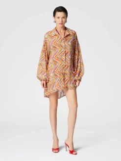 Chemise oversize en coton et soie mélangés imprimés