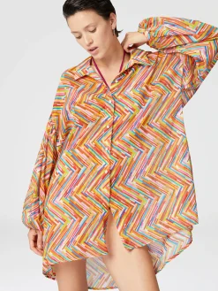 Chemise oversize en coton et soie mélangés imprimés