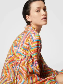 Chemise oversize en coton et soie mélangés imprimés