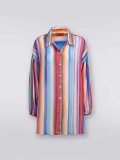 Chemisier en coton et soie à imprimé zig zag