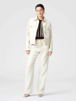 Cinq poches en jean avec empiècements grecs en zigzag