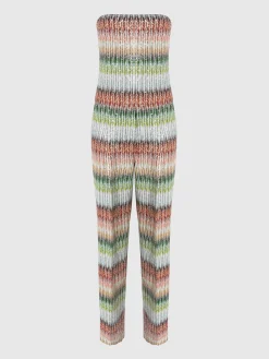 Combinaison bustier longue en maille zigzag dégradée à sequins