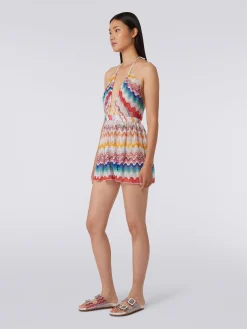 Combinaison courte à motif ondulé avec lurex