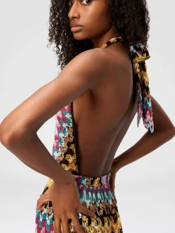 Combinaison courte en dentelle de viscose lamée