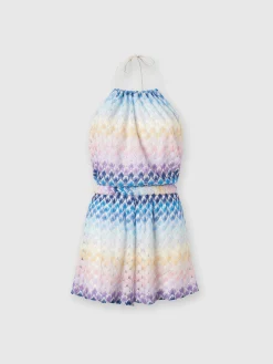 Combinaison courte en viscose à effet dentelle dégradé avec lurex