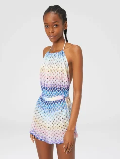 Combinaison courte en viscose à effet dentelle dégradé avec lurex