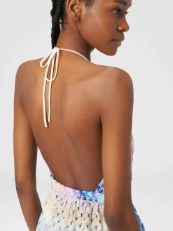 Combinaison courte en viscose à effet dentelle dégradé avec lurex