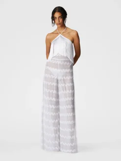 Combinaison en viscose lamé zig zag à franges