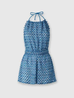 Combinaison short en viscose à motif coquille lamé