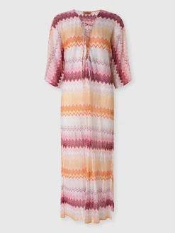 Couvre-couvrage long en viscose mélangée lamé zigzag