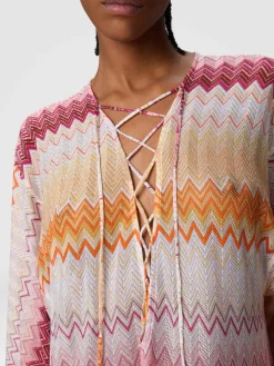 Couvre-couvrage long en viscose mélangée lamé zigzag