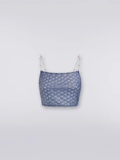 Crop top à effet dentelle avec bretelles chaîne et pierres