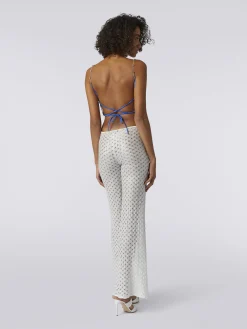 Crop top à effet dentelle avec bretelles chaîne et pierres