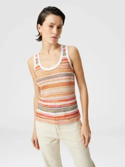 Débardeur avec empiècement en maille à motif lamé grec