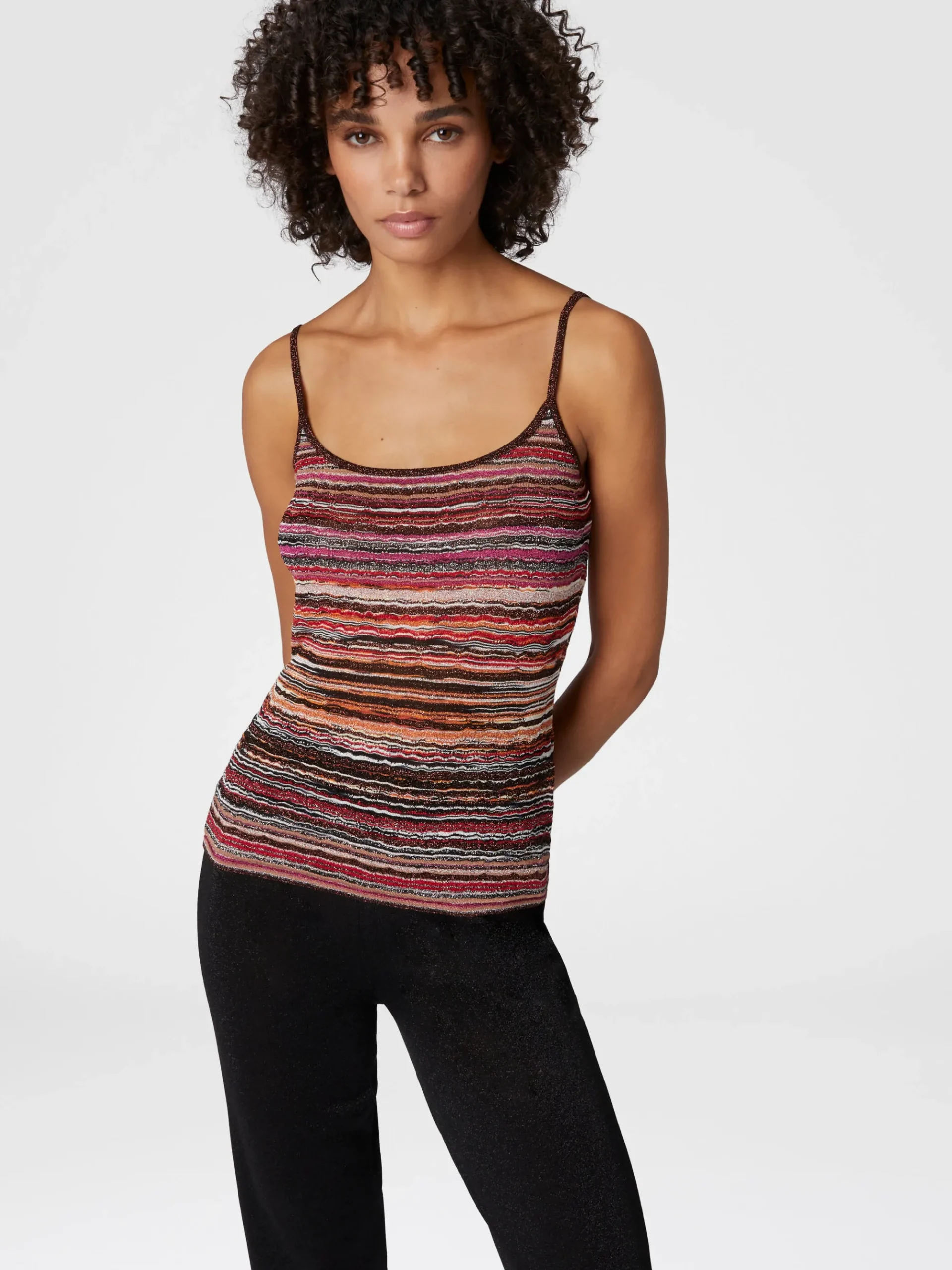 Débardeur en viscose embossée avec motif vague lamé