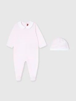 Ensemble barboteuse et bonnet pour nouveau-né en 100 % coton avec motif zigzag