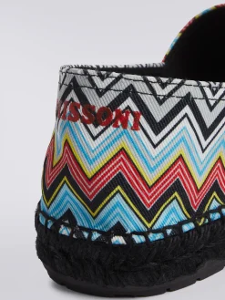 Espadrilles plates en toile imprimée avec logo inscrit