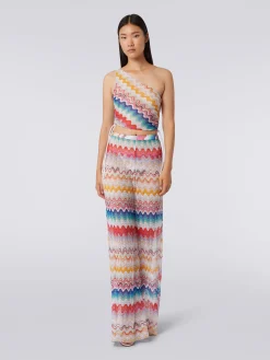 Haut à épaule dénudée et motif ondulé avec lurex