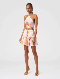 Haut avec encolure à l’américaine à effet dentelle dégradé