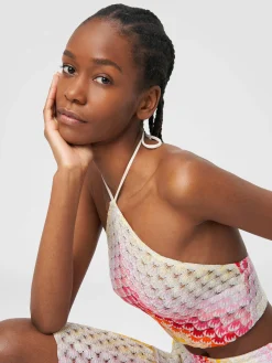 Haut avec encolure à l’américaine à effet dentelle dégradé