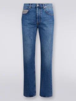 Jean à cinq poches avec empiècement à zig zag