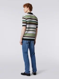 Jean à cinq poches avec empiècement à zig zag