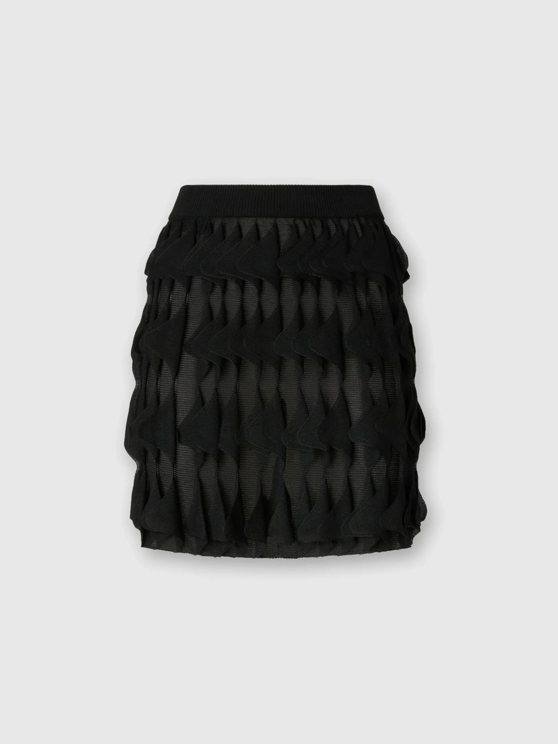 Jupe courte à volants géométriques