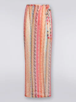 Jupe longue cache-maillot en tulle à chevrons