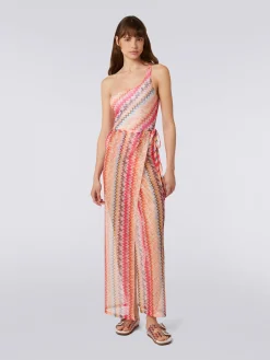 Jupe longue cache-maillot en tulle à chevrons