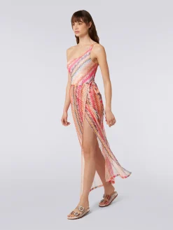 Jupe longue cache-maillot en tulle à chevrons