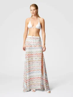 Jupe longue couvrante avec lamé 3D zig zag et fente