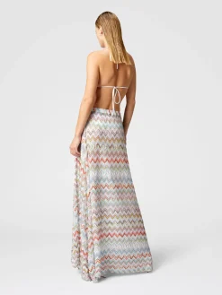 Jupe longue couvrante avec lamé 3D zig zag et fente