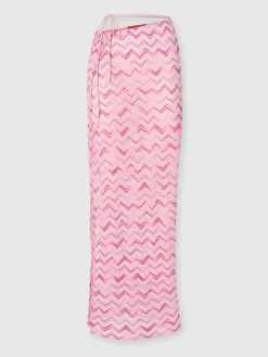 Jupe longue en tulle de viscose mélangée avec zigzag flammé