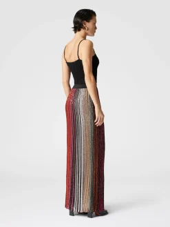 Jupe longue partielle rayée à sequins