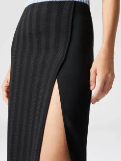 Jupe midi en coton et viscose zig zag ton sur ton avec fente