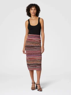 Jupe midi en viscose lamée embossée à motif vague