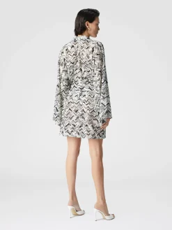 Kimono couvrant en viscose mélangée zigzag flammé avec ceinture