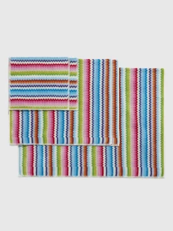 Lot de 5 serviettes de bain en coton éponge Zig zag