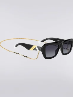 Lunettes de soleil carrées en acétate avec une chaîne en métal