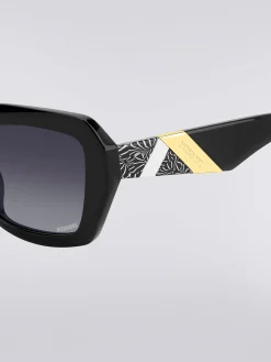 Lunettes de soleil carrées en acétate avec une chaîne en métal