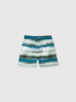 Maillot de bain avec imprimé zigzag et logo brodé