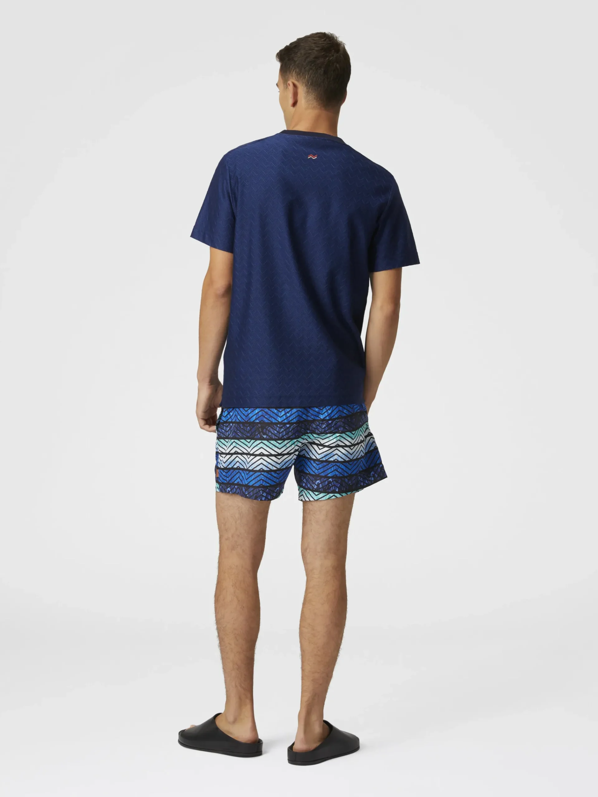 Maillot de bain imprimé zigzag à rayures et dégradé