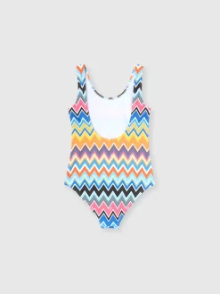 Maillot de bain une pièce avec décolleté rond et imprimé zig zag sur la partie supérieure