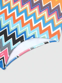 Maillot de bain une pièce avec décolleté rond et imprimé zig zag sur la partie supérieure