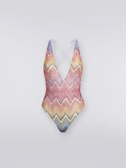 Maillot de bain une pièce en tissu à imprimé zig zag