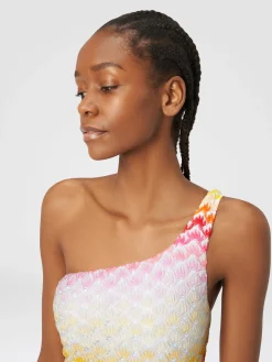 Maillot de bain une pièce à épaule dénudée effet dentelle avec lurex