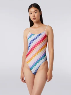 Maillot de bain une pièce à zig zag avec lurex