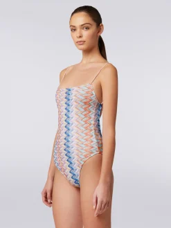 Maillot de bain une pièce en lamé avec fines bretelles réglables