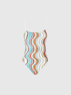 Maillot de bain une pièce à motif vague lamé